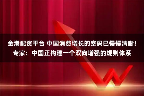 金港配资平台 中国消费增长的密码已慢慢清晰！专家：中国正构建一个双向增强的规则体系